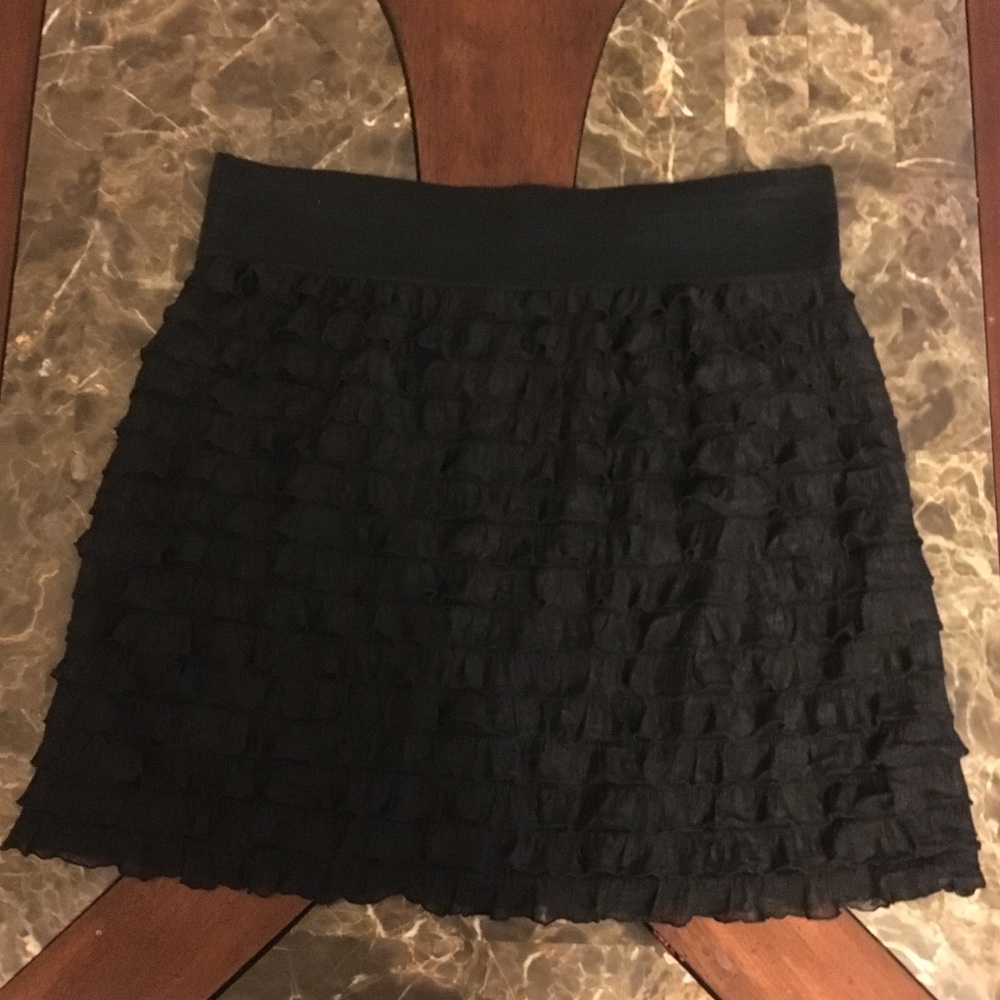 Black mini ruffle skirt from express
